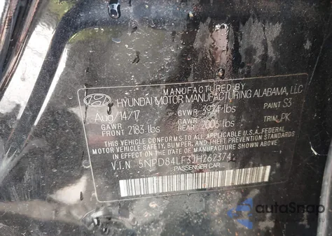 2018 Hyundai Elantra Sel z USA, uszkodzony, nr VIN 5NPD84LF3JH262374